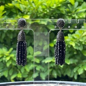 BaubleBar Black Beaded Tassel Earrings